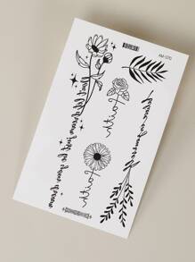 1sheet Floral Pattern Tattoo Sticker - Black - View 6