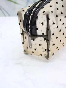 1 Túi đựng đồ trang điểm cho nữ, Thiết kế lưới hình trái tim, Túi đựng mỹ phẩm lưới hình trái tim dung tích lớn thời trang đơn giản, sử dụng hàng ngày và du lịch - Màu vàng - Xem 6