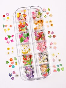 12 格彩色花朵貼花紙漿美甲裝飾套裝 - 彩色 - 查看 4
