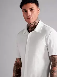 Manfinity VCAY Men Cotton Solid Button Front Shirt - White - View 5