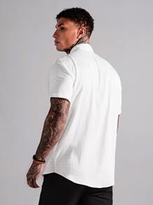 GENTILAND 宽松版型男士纯色前扣短袖休闲衬衫 - 白色 - 查看 2