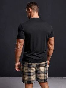 SHEIN Men Plaid Print PJ Set - Multicolor - View 2