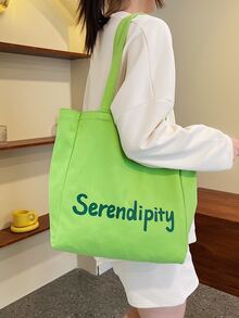 Túi Xách tay Nữ Lá thư - màu xanh lá - Xem 1