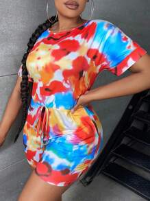 Slaydiva Jumpsuits Plus Size Dây kéo Thắt nút Thắt nơ trước Cà vạt nhuộm Giải trí - Nhiều màu - Xem 4