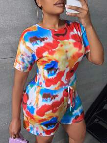 Slaydiva Jumpsuits Plus Size Dây kéo Thắt nút Thắt nơ trước Cà vạt nhuộm Giải trí - Nhiều màu - Xem 6