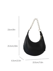 Mini Hobo Bag Pearl Strap - Black - View 5
