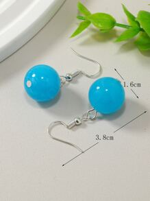 球耳墜 - 藍色 - 查看 3