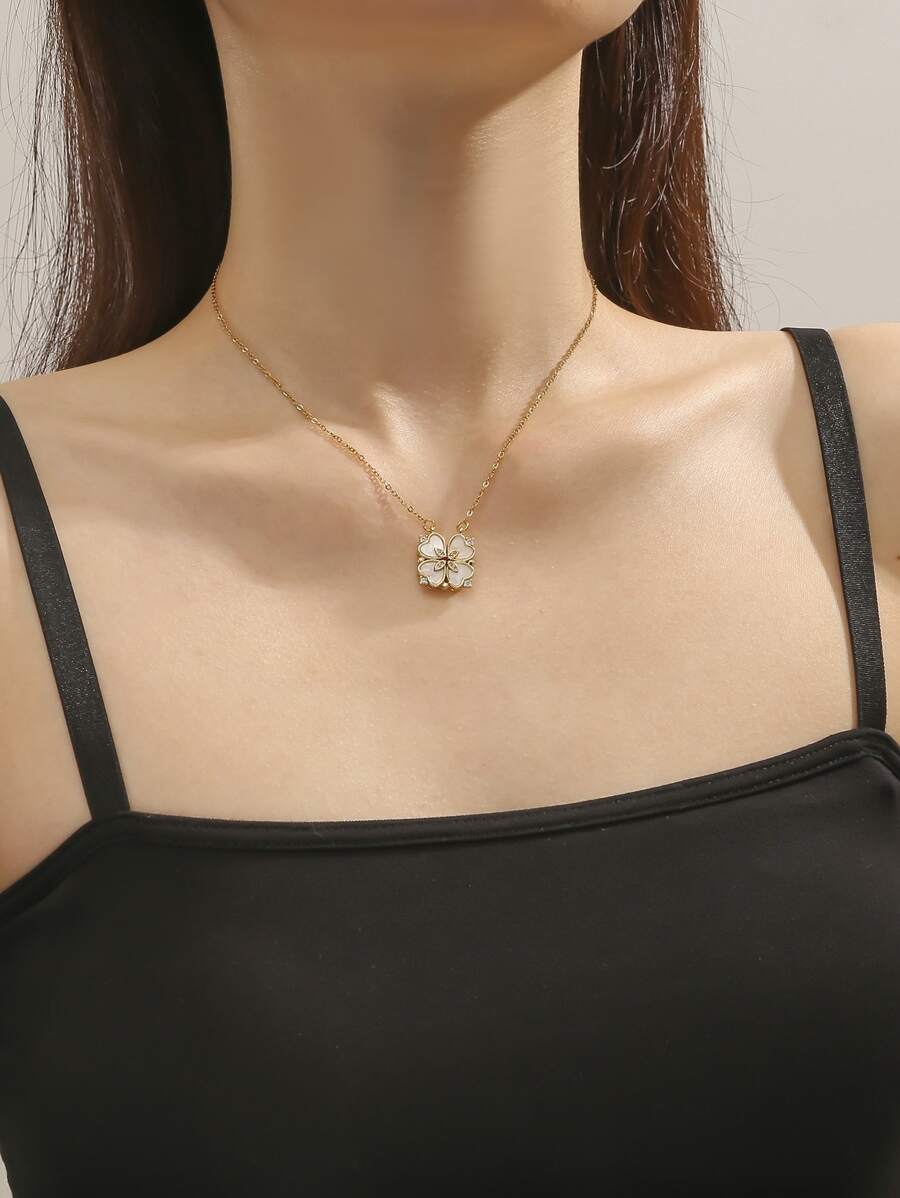 Vòng cổ quyến rũ hoa rhinestone - Vàng - Xem 1