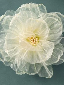 2pcs Teen Girls Flower Decor Hair Clip - Beige - View 3