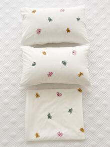 3件套蝴蝶刺绣被套（不含被芯）（1个被套和2个枕套） - 白色 - 查看 6