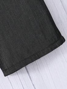 SHEIN 女孩紙袋腰腰帶闊腿褲 - 黑色 - 查看 5