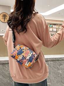 Mini Square Bag Cartoon Rabbit Graphic - Multicolor - View 2