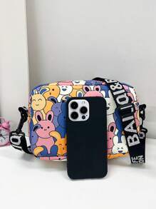 Mini Square Bag Cartoon Rabbit Graphic - Multicolor - View 3