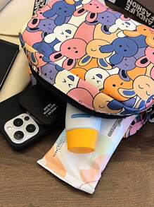 Mini Square Bag Cartoon Rabbit Graphic - Multicolor - View 6