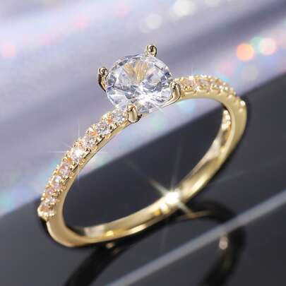 Anillo elegante y de moda para mujer decorado con circonita cúbica, adecuado para uso diario