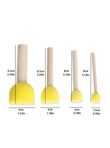 4pcs Wooden Handle Painting Sponge Set - Yellow - View 2