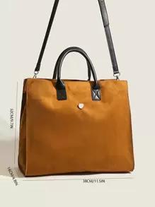 復古通勤女士大容量手提袋和肩袋 - 棕色 - 查看 8