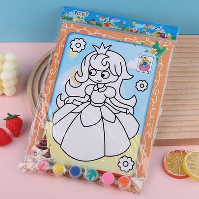 1入組人形圖畫著色書含顏料