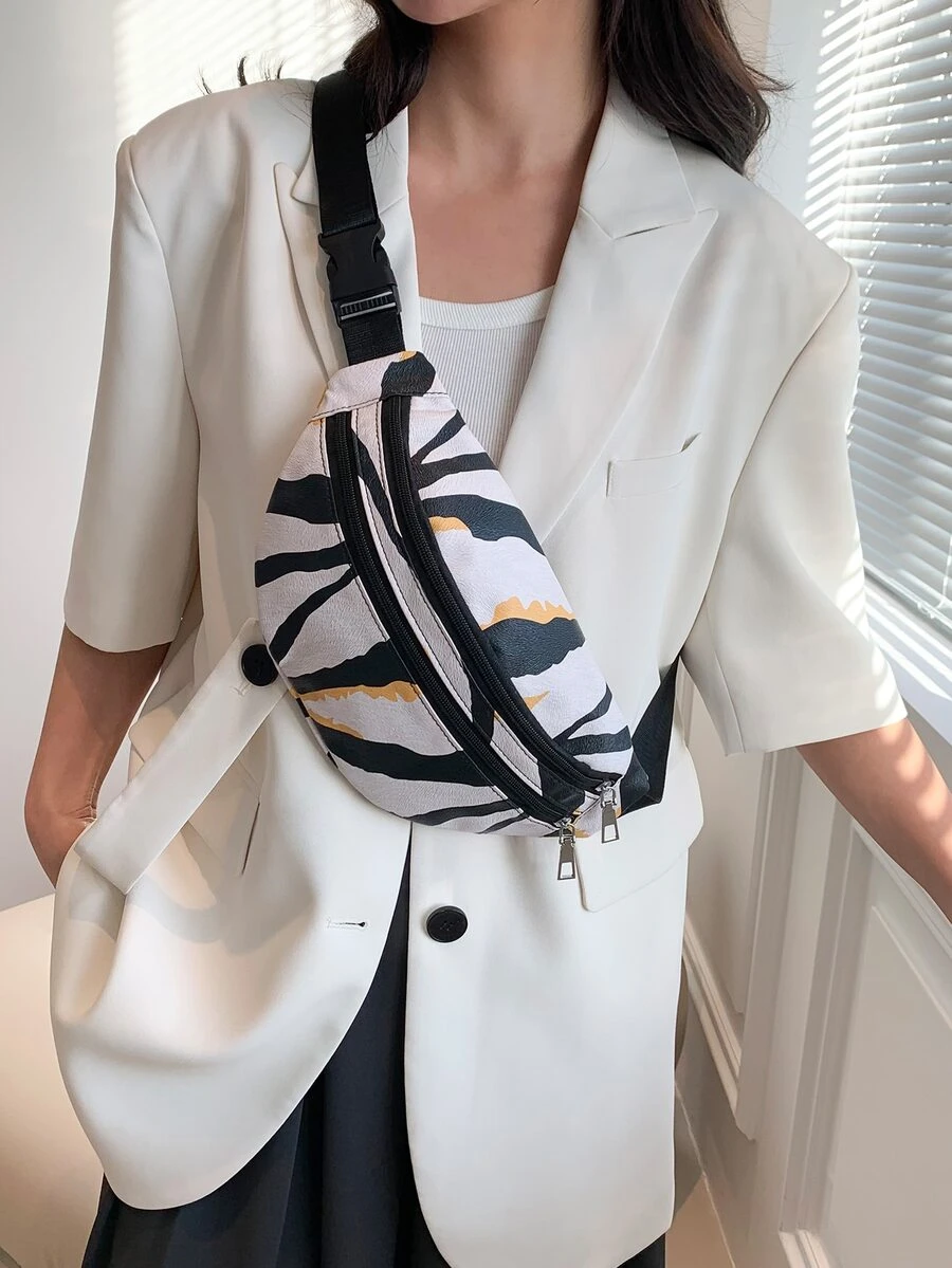 Zebra Striped Bum Bag Pu - Multicolor - View 1