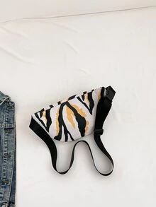 Zebra Striped Bum Bag Pu - Multicolor - View 4