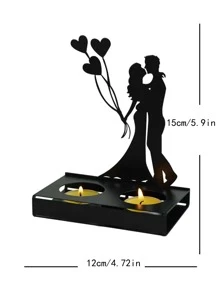 1pc Iron Candle Holder, Creative Figure Decor Candle Stand For Home - Black - View 2