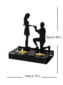 1pc Figure Design Candle Holder, Iron Candle Stand For Home Decor - Black - View 2