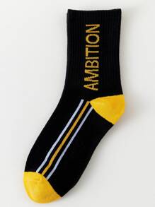 Men Letter Graphic Crew Socks - Multicolor - View 1
