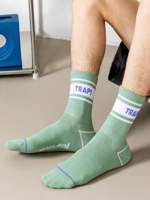 Hombres Calcetines de tripulación con estampado de letra - Multicolor - Ver 1