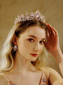 Rhinestone Decor Bridal Headband - Rose Gold - View 1