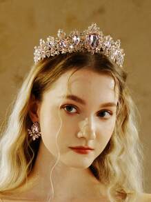 Rhinestone Decor Bridal Headband - Rose Gold - View 2