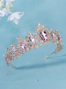 Rhinestone Decor Bridal Headband - Rose Gold - View 3