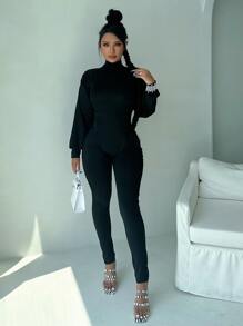 Đơn vị Nữ Xù Dây kéo màu trơn - màu đen - Xem 1