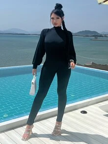 Đơn vị Nữ Xù Dây kéo màu trơn - màu đen - Xem 4