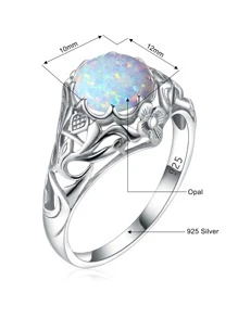1pc Silver Ring With Zirconia Decoration - White - View 5