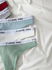 Shein Underwear&Sleepwear Basics 7 paquetes de ropa interior sexy deportiva tipo pantalón con costillas tejidas y cinta con letras para la cintura