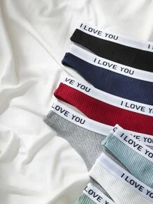 Shein Underwear&Sleepwear Basics 7 paquetes de ropa interior sexy deportiva tipo pantalón con costillas tejidas y cinta con letras para la cintura