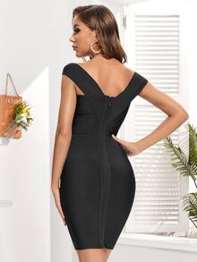 Solid Bandage Dress - Black - View 2