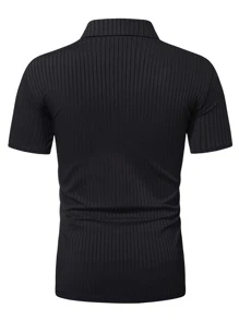 Manfinity Homme Men Quarter Zip Polo Shirt - Black - View 2