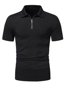 Manfinity Homme Men Quarter Zip Polo Shirt - Black - View 3