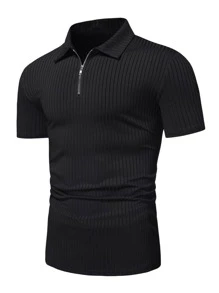 Manfinity Homme Men Quarter Zip Polo Shirt - Black - View 4