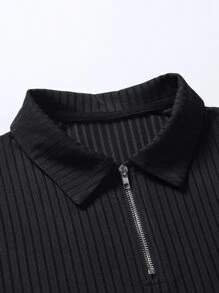 Manfinity Homme Men Quarter Zip Polo Shirt - Black - View 5