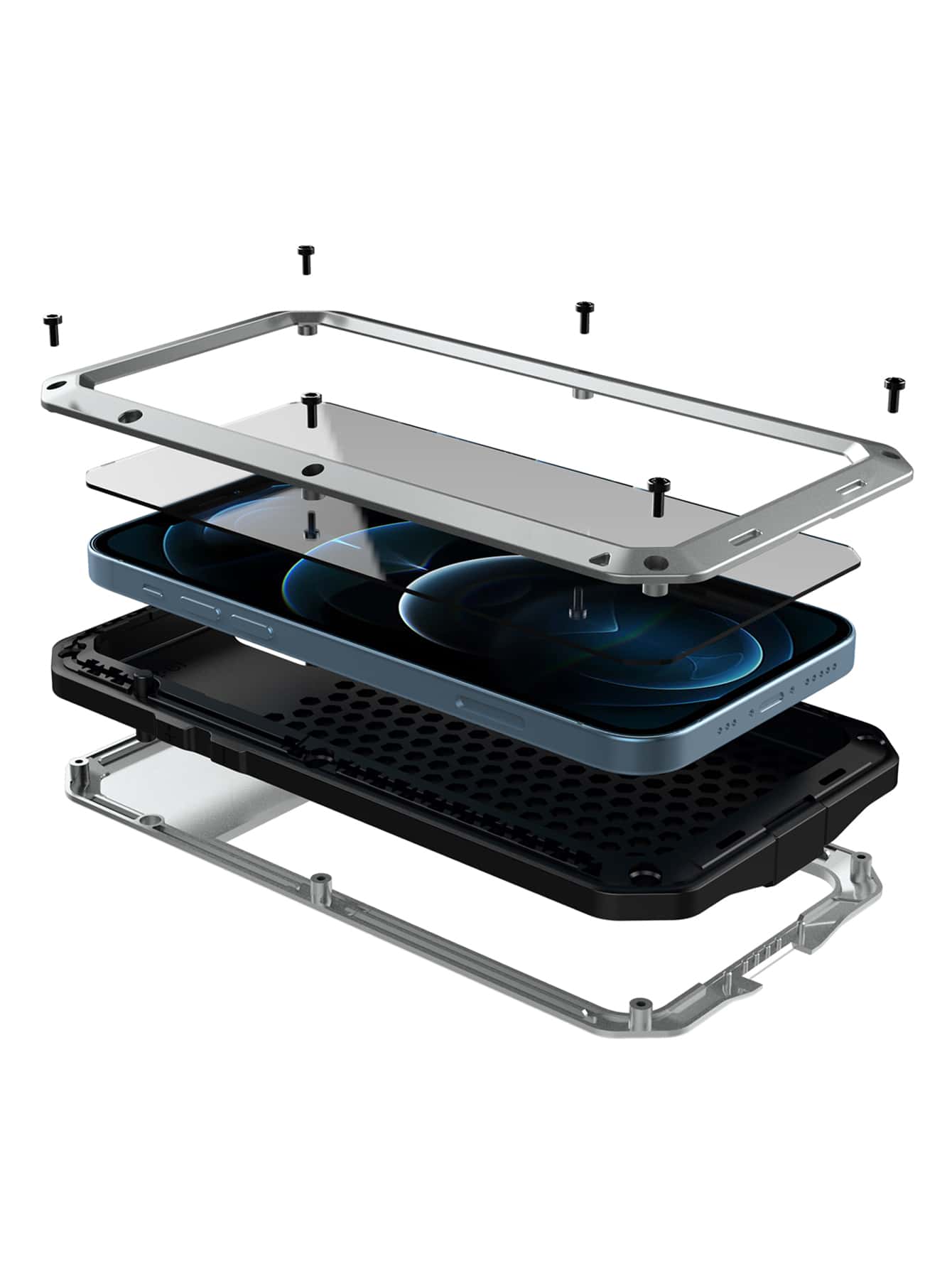 Aluminum Anti-fall Phone Case - Silver - View 1