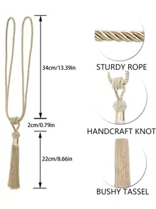 1件/2件/4件装现代简约流苏窗帘绑带,多种颜色和尺寸可选,适用于窗帘固定和装饰。 - 米色 - 查看 4