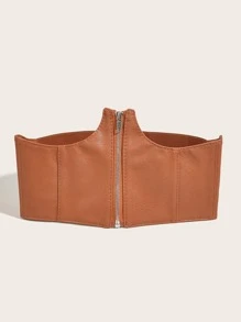 1pc Fashionable Camel Colored Zipper Waist Belt Waist Trainer - Camel - View 1