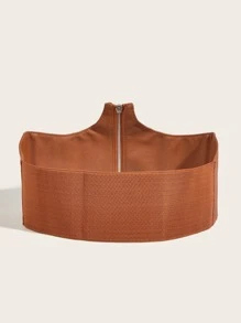 1pc Fashionable Camel Colored Zipper Waist Belt Waist Trainer - Camel - View 2