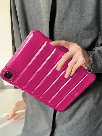 1入組透明玫瑰紅色羽絨夾克造型TPU，氣囊防震設計，輕薄外型，適用於iPad保護