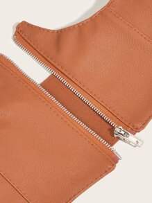 1pc Fashionable Camel Colored Zipper Waist Belt Waist Trainer - Camel - View 4