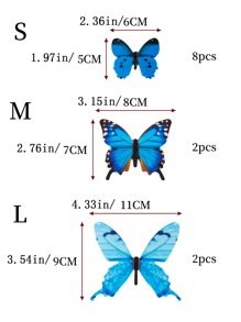 12pcs 3D Butterfly Sticker, Glow In The Dark Butterfly Wall Art, For Home Decor, Stickers, Wall Decal, Vinyl Decal For Home Decorations, Spring Decoration Items Refresh Your Home, Rama Decoration Stickers Gifts Birthday Graduation - Blue - View 7