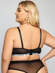 Sujetador con cinta con letra con aro - Negro - Ver 2