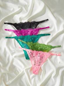 5packs Floral Lace G-String Lingerie, Sexy - Multicolor - View 3